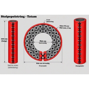 Tatam TS10-8cm Rød, stolpepolstring H=200cm/Ø30cm